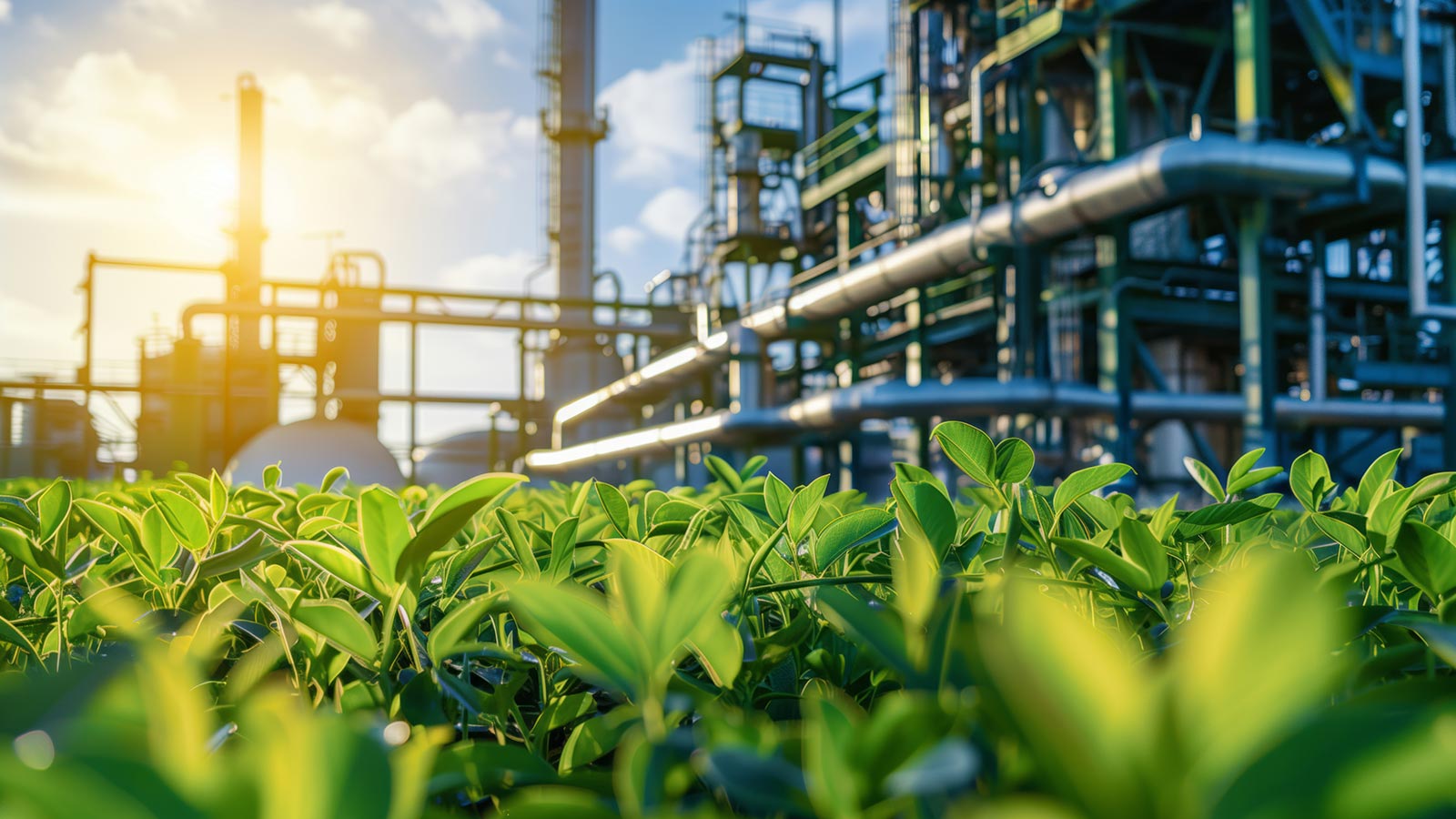 Safely generate green energy with an industrial factory and green plants